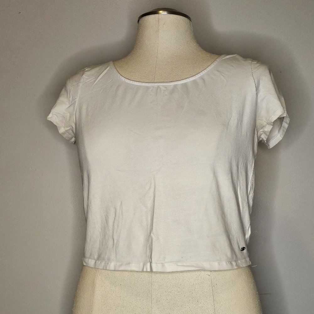 Cotton spandex cropped low back tee